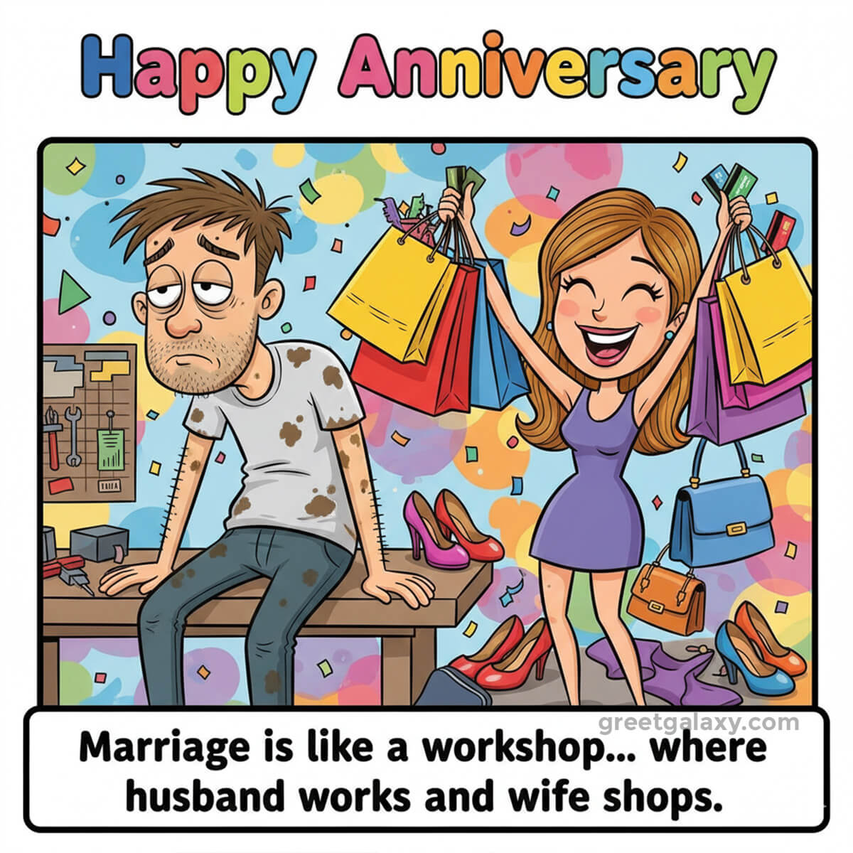 Marriage Is Like A Workshop… Where Husband Works And Wife Shops.
