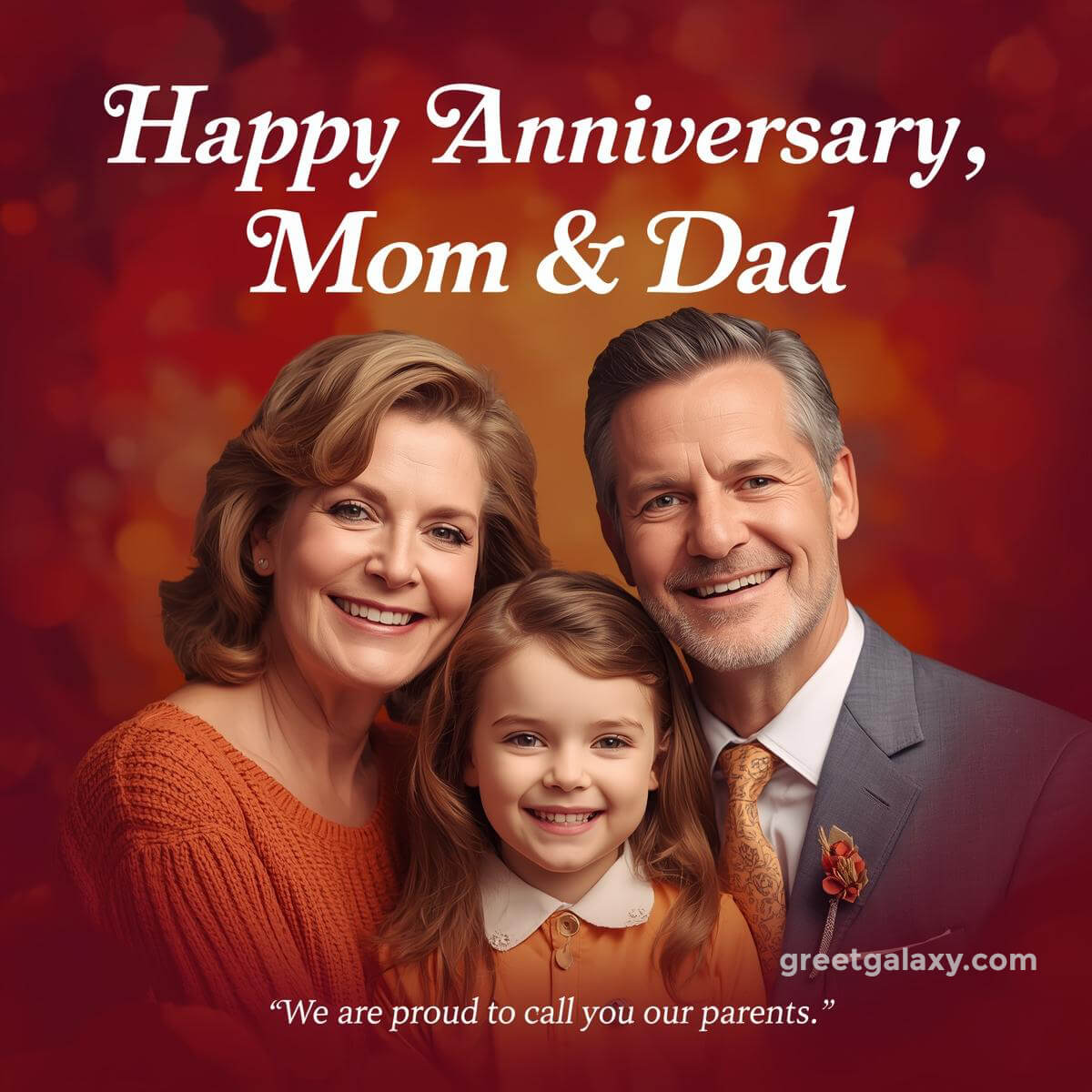 We Are Proud To Call You Our Parents. Happy Anniversary